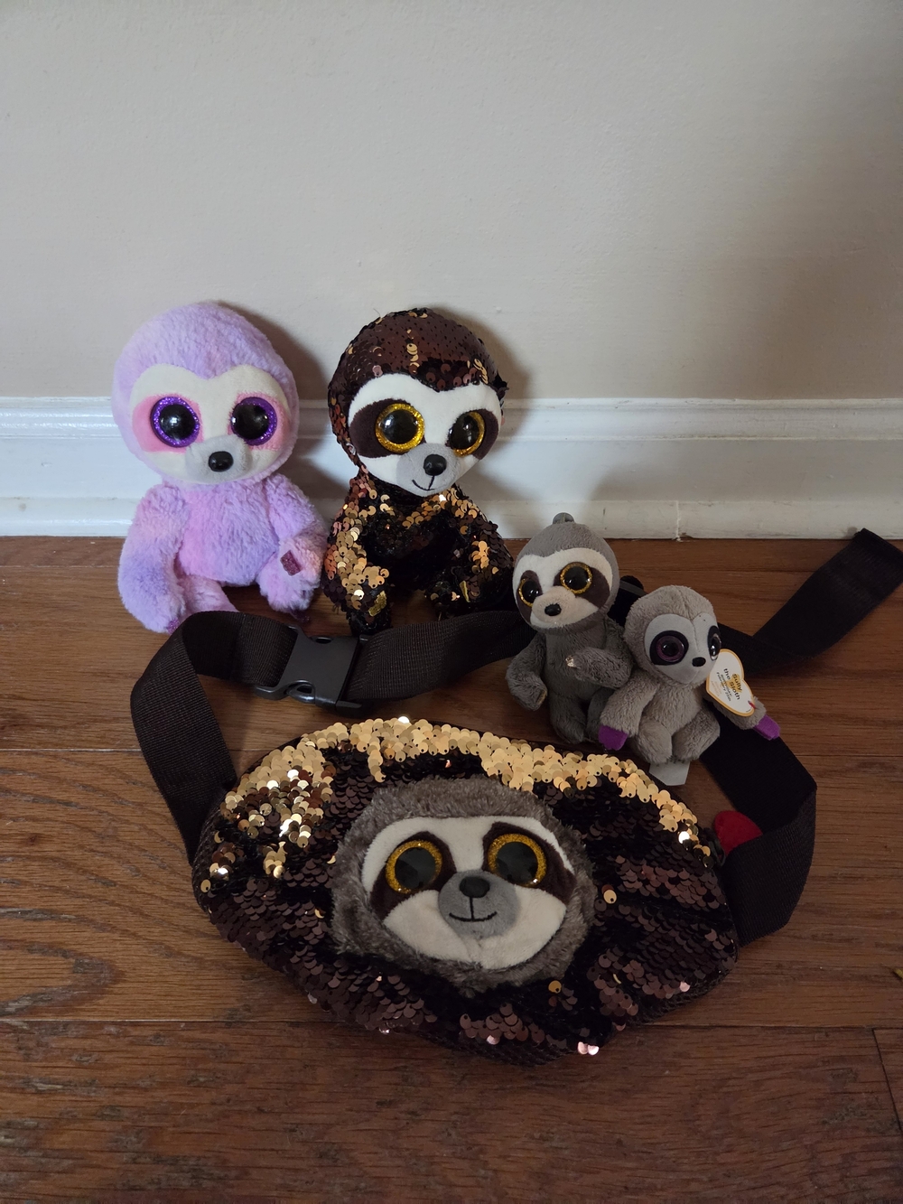 Ty Sequin Sloth Kids Belt Bag, 2 Sequin TY, 1 Keychain, Mini TY New With Tags